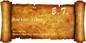 Bartko Tibor névjegykártya